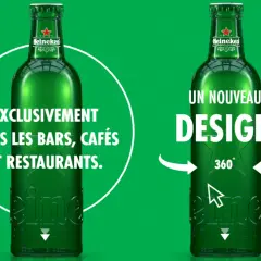 Pourquoi les bouteilles de bière sont vertes ? Pour protéger la bière de la lumière. Ici, deux bouteilles Heineken vertes, l'une avec un message exclusif, l'autre un nouveau design.