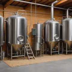Cuves en acier inoxydable dans une brasserie, prêtes pour l'empatage bière.