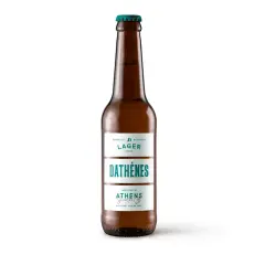 Bouteille de bière Lager Dathènes, inspirée d'Athènes. La meilleure bière grecque pour une dégustation parfaite.