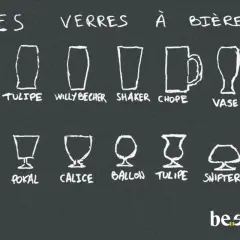 Illustration des différents verres à bières, montrant une variété de formes pour déguster divers styles de bières.