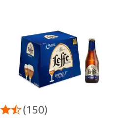 Boîte de 12 bières Leffe Rituel 9°, une bière blonde belge forte, intense et moelleuse. Une bouteille est présentée à côté.