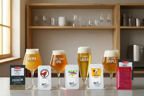 Verdant IPA, West Coast IPA, et autres bières artisanales présentées avec leurs levures.