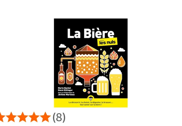 Illustration colorée d'une brasserie et de bières, avec des épis de **bière plante**. Le titre "La Bière pour les nuls" est bien visible.