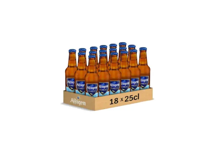 Un carton de 18 bouteilles d'Affligem Blanche, une bière belge rafraîchissante. Parfait pour partager entre amis.