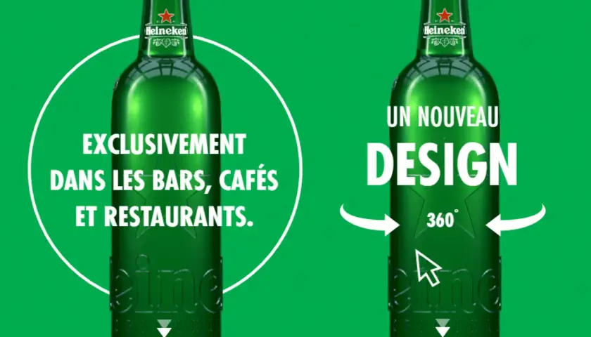 Pourquoi les bouteilles de bière sont vertes ? Pour protéger la bière de la lumière. Ici, deux bouteilles Heineken vertes, l'une avec un message exclusif, l'autre un nouveau design.