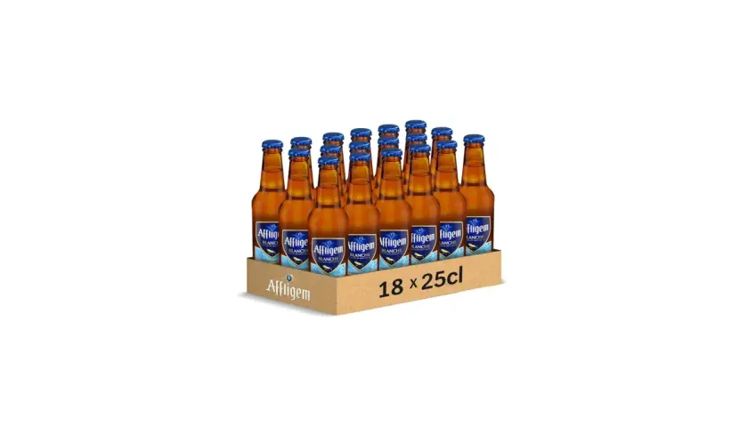 Un carton de 18 bouteilles d'Affligem Blanche, une bière belge rafraîchissante. Parfait pour partager entre amis.