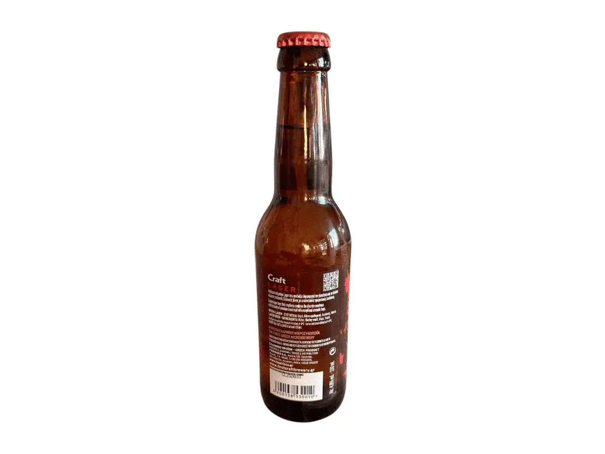 Bière artisanale grecque, une Lager ambrée de la brasserie First Craft Brewery. Parfait pour découvrir la bière Grèce.