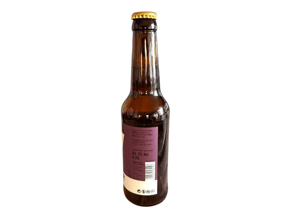 Bouteille de la meilleure bière grecque, 6% vol., 0,33L, produit de Grèce.