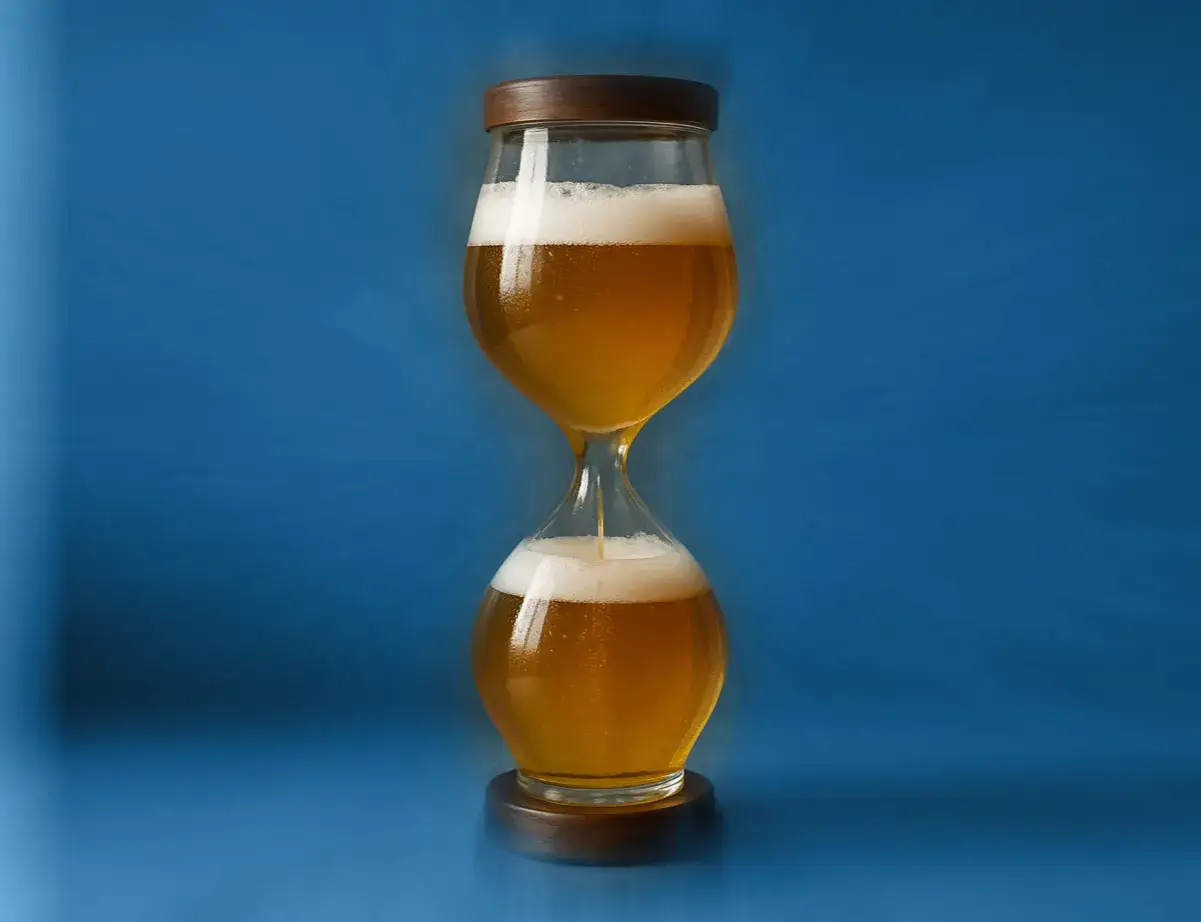 Bi&egrave;re en forme de sablier, le temps s'&eacute;coule pour un diacetyl rest parfait.